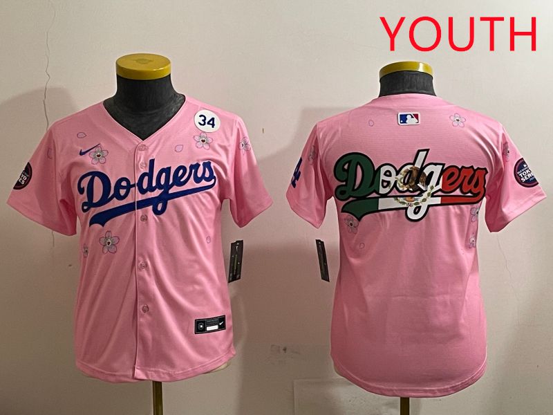 Youth Los Angeles Dodgers Blank Pink Sakura Edition 2025 Nike MLB Jersey style 10